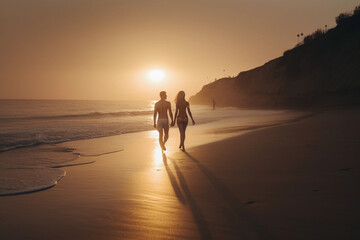 Fototapeta na wymiar A Romantic Stroll on the Beach 1