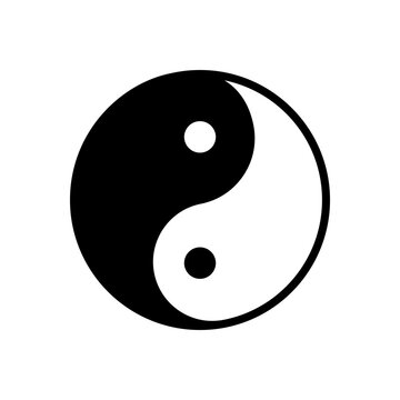 Yin Yang black and white vector icon. Vector sign in simple style isolated on white background. Original size 64x64 pixels.