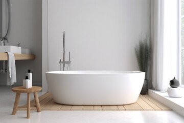 Fototapeta na wymiar interior bathtub home wood bathroom modern house architecture indoor white luxury. Generative AI. Generative AI