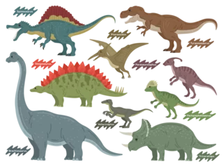 Papier Peint photo Dinosaures さまざまな恐竜のイラストセット