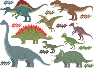 さまざまな恐竜のイラストセット