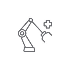 Surgery Bot Digital Healthcare icon with black outline style. technology, robot, surgery, artificial, intelligence, future, science. Vector illustration