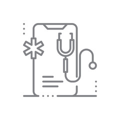 Mobile Healthcare Digital Healthcare icon with black outline style. mobile, web, medical, app, website, media, education. Vector illustration