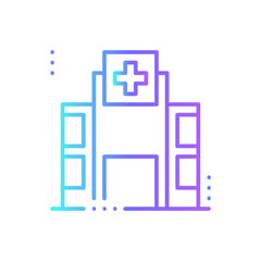 Hospital Digital Healthcare icon with black outline style. emergency, care, clinic, building, architecture, construction, medic. Vector illustration