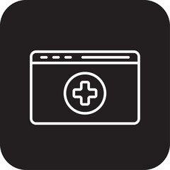 Fototapeta premium Medical Web Digital Healthcare icon with black filled line style. internet, media, health, education, mobile, modern, app. Vector illustration