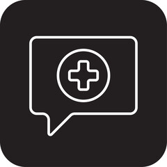 Medical Chat Digital Healthcare icon with black filled line style. care, medicine, service, consultation, talk, mobile, web. Vector illustration