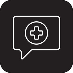 Obraz premium Medical Chat Digital Healthcare icon with black filled line style. care, medicine, service, consultation, talk, mobile, web. Vector illustration