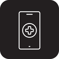 Obraz premium Medical App Digital Healthcare icon with black filled line style. technology, diagnosis, mobile, care, consultation, virtual, analysis. Vector illustration