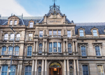 Fototapeta na wymiar Facade of Crown Office building, Chambers Street in Edinburgh city, Scotland