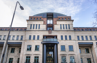 Front facade of Traverse Theatre in Edinburgh city, Scotland, UK