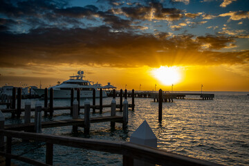 sunset over the pier