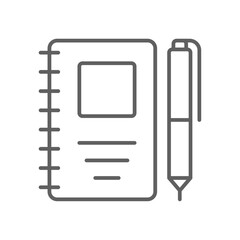 Note Meeting icon with black outline style. paper, pen, document, page, message, form, write. Vector illustration