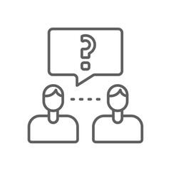 Confused Disscussion Meeting icon with black outline style. bubble, problem, answer, question, information, ask, confusion. Vector illustration