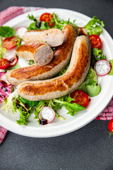 sausages fried meat healthy meal food snack on the table copy space food background rustic top view