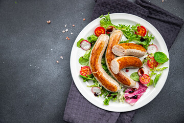 sausages fried meat healthy meal food snack on the table copy space food background rustic top view