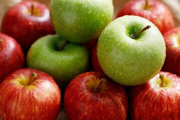 fresh red apple texture background in the supermarket