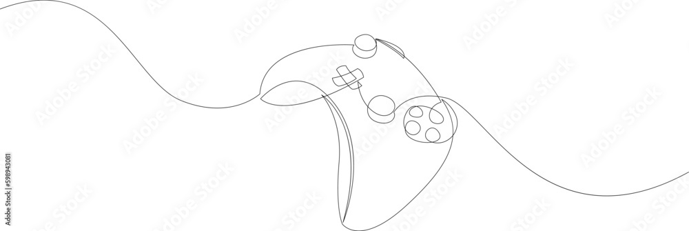 Poster single continuous line drawing of game controller. gamepad one line art vector illustration.