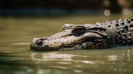 Obraz premium Closeup of a crocodile and alligator in water 