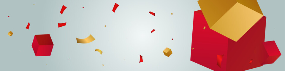 Golden Square Flying Geometric Vector Panoramic