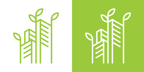 logo design city greening,building and leaves logo design icon vector illustration 2