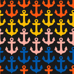 Seamless pattern with colorful anchors