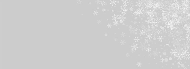 Golg Snowflake Vector Panoramic Grey Background.