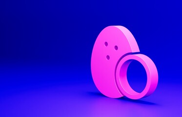 Pink Coconut icon isolated on blue background. Minimalism concept. 3D render illustration