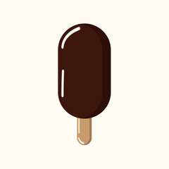 Chocolate cold summer ice cream on a light background