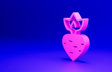 Pink Turnip icon isolated on blue background. Minimalism concept. 3D render illustration