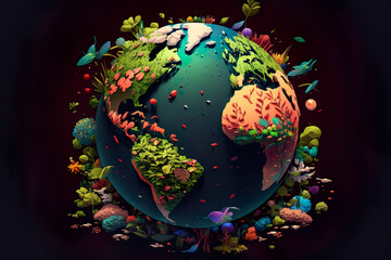 Colorful Globe Illustration - Generative AI