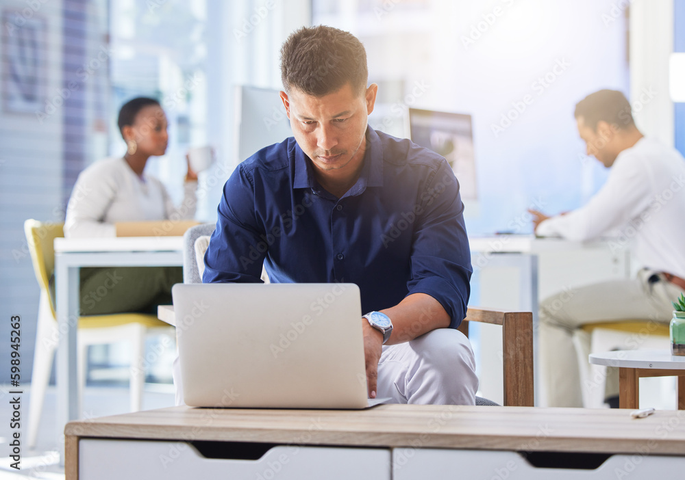 Aufkleber keep trying no matter what challenges come your way. a man using a laptop while working in a modern 