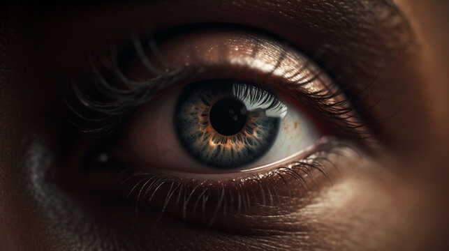 Macro photo of human eye. Generative ai