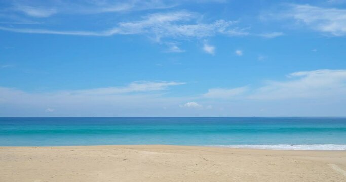 Foamy sea wave com in Beach sand beautiful in sunny summer sun wipeout tourist Phuket Thailand on January 2023