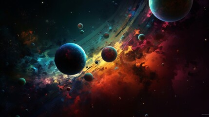 Fototapeta na wymiar planet space colorful illustration