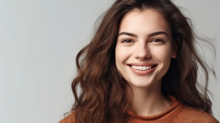 Naklejka premium Portrait photo of young smile confident woman. Generative AI
