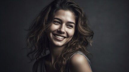 Naklejka premium Portrait photo of young smile confident woman. Generative AI