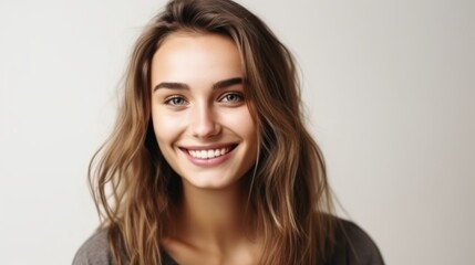Naklejka premium Portrait photo of young smile confident woman. Generative AI