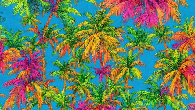 Colorful Collage of  Summer Palm Trees