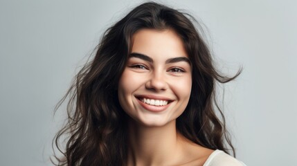 Portrait photo of young smile confident woman. Generative AI
