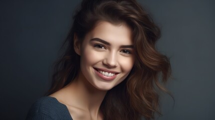 Naklejka premium Portrait photo of young smile confident woman. Generative AI