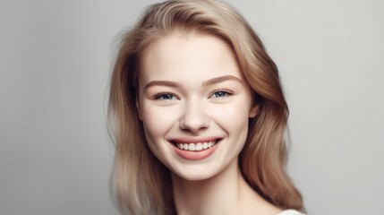 Naklejka premium Portrait photo of young smile confident woman. Generative AI
