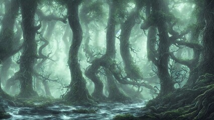 Mystical Deep Forest Illustration