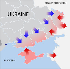 Obraz premium Ukraine war map, counter offensive