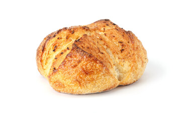 Loaf of bread isolated on white background. Whole bread.Crispy bread roll isolated against white background