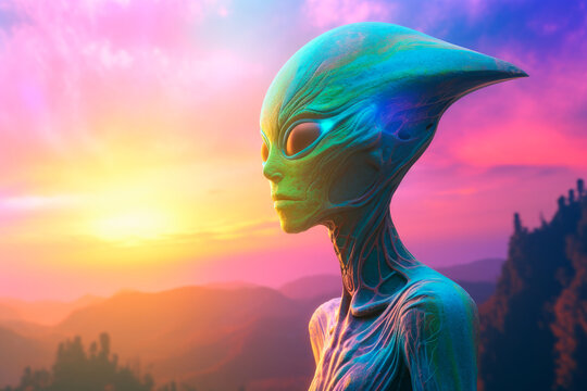 Alien creature in Proxima Centauri. Generative AI