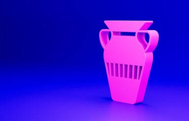 Pink Egyptian vase icon isolated on blue background. Symbol of ancient Egypt. Minimalism concept. 3D render illustration