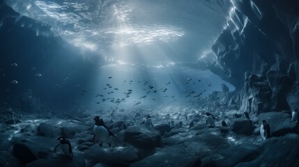 Exploring Hidden Worlds: Tim Walker's Stunning Photography of Arctic Seascapes With Penguins and Schools of Fish, Generative AI