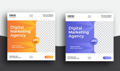 Fototapeta premium Professional Digital Marketing Agency social media post banner template set,Corporate social media banner 
