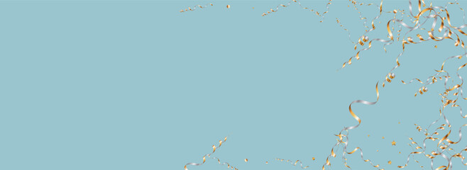 Foil Ribbon Swirl Vector Panoramic Blue