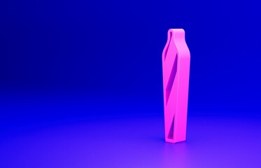 Pink Marijuana joint, spliff icon isolated on blue background. Cigarette with drug, marijuana cigarette rolled. Minimalism concept. 3D render illustration